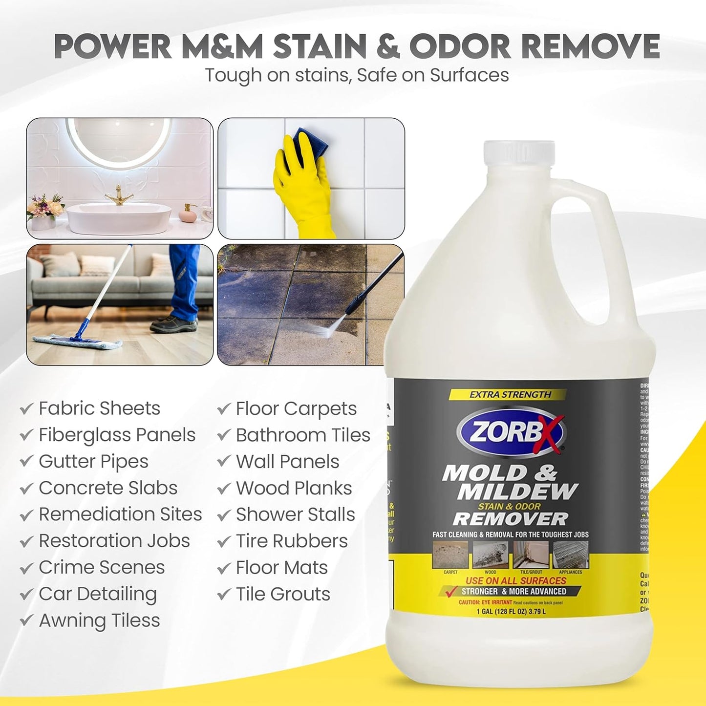 ZORBX Extra Strength Remover & Cleaner Spray 24 FL Oz – Scrub Free Formula - Bleach Free Stain & Smell Eliminator for Shower, Bathroom, Ceiling, Carpet, Cars, Walls & Wood