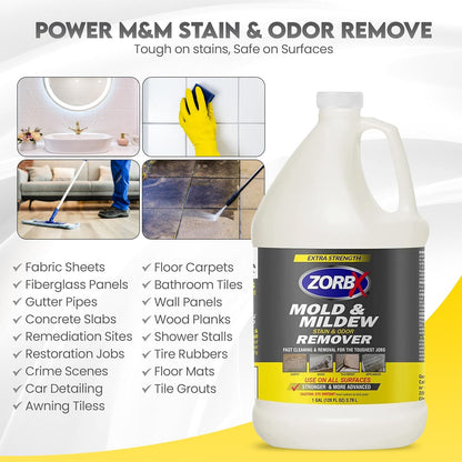 ZORBX Extra Strength Remover & Cleaner Spray 24 FL Oz – Scrub Free Formula - Bleach Free Stain & Smell Eliminator for Shower, Bathroom, Ceiling, Carpet, Cars, Walls & Wood