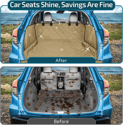 Veckle SUV Cargo Liner for Dogs with Side Flaps, Large (54" x 93") Water Resistant Trunk Cover, Non-Slip Pet Area Protector with Bumper Flap, Universal Fit for SUVs Sedans Vans, Khaki