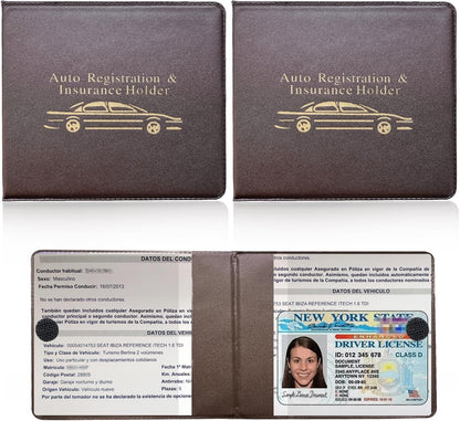Ziciner Car Registration Insurance Holder, 2Pack Essential Auto Card Document Glove Box Organizer with Touch Fastener, Vehicle Interior Accessories Perfect for Most Car, Truck, SUV (Red/Small Car)