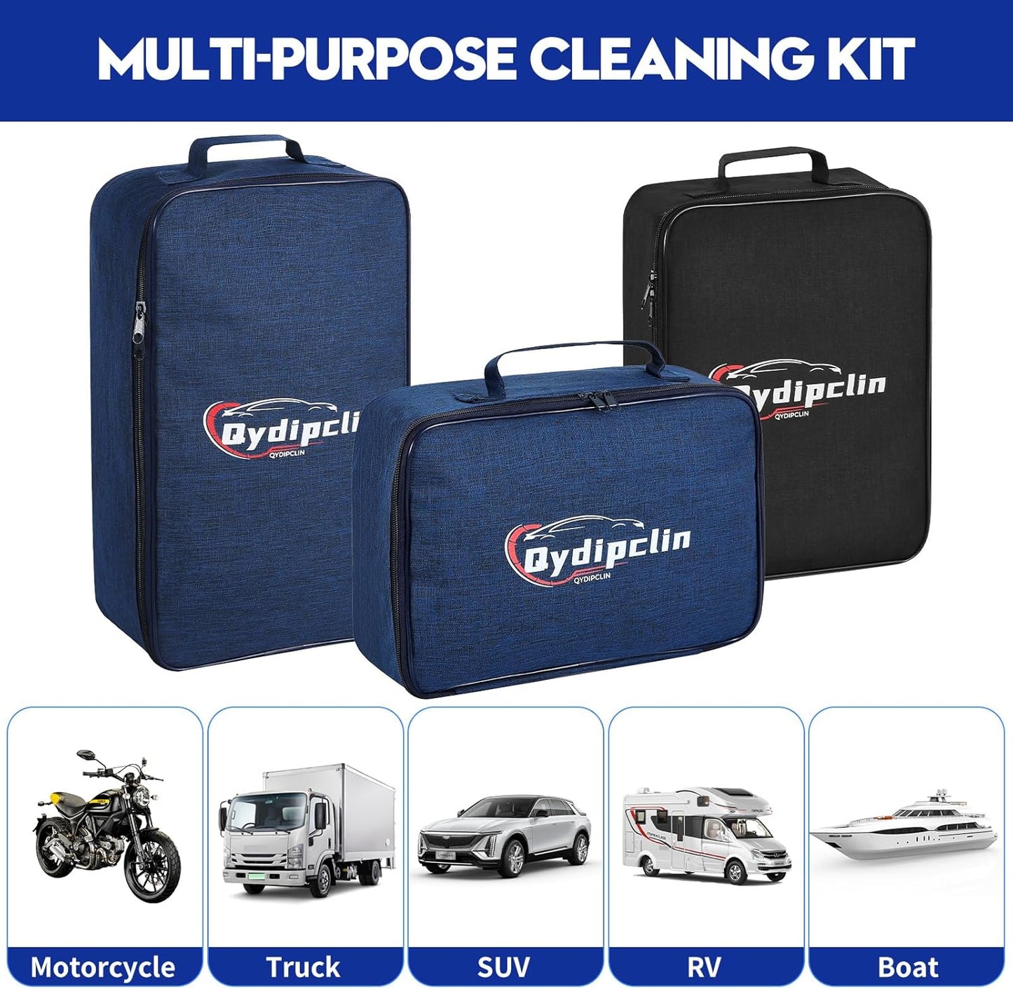 Qydipclin 45Pcs Car Detailing Kit, Car Detailing Brush Set, Car Wash Cleaning Kit, Car Detailing Brushes, Professional Car Care Kit for Interior Exterior Wheels, Blue