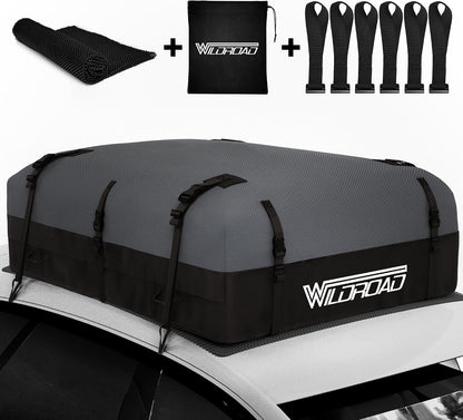 WILDROAD Car Roof Bag Rooftop Cargo Carrier, 21 Cubic Feet Waterproof Roof Luggage Cargo Carrier Bag with Anti-Slip Mat for All Cars Vehicles SUV with/Without Rack (21 Cubic Feet)