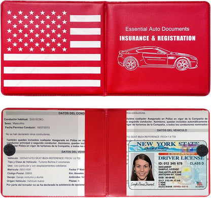 Ziciner Car Registration Insurance Holder, 2Pack Essential Auto Card Document Glove Box Organizer with Touch Fastener, Vehicle Interior Accessories Perfect for Most Car, Truck, SUV (Red/Small Car)