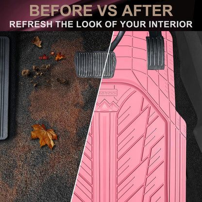 CAR PASS Heavy Rubber Car Floor Mats, Deep Waterproof Car Mats All Weather, Universal Trim-to Fit Automotive Floor Mats for Car SUV Truck Van, Durable Floor Liners Solid Black