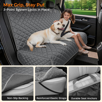 URPOWER Dog Car Seat Cover for Back Seat - Waterproof Non-Slip Car Seat Protector for Dogs Pet, Scratchproof Back Bench Seat Covers for Mid-Size Cars, Mid-Size SUVs, Black