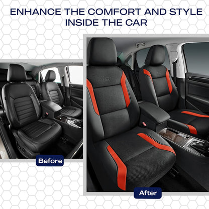 Skechers Memory Foam Seat Covers, Air Cool Mesh Thick Car Seat Covers, Car Seat Covers Front Seats Airbag Compatible, Universal Automotive Comfort for Most Cars, Vans, Trucks, SUV,Black