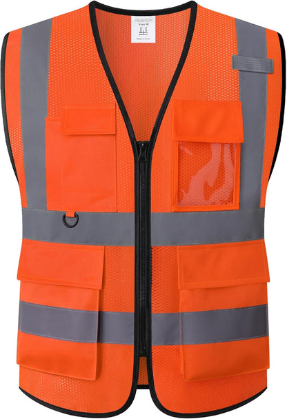 Safety Vest for Men Women Hi Vis Vest with Pockets Mesh High Visibility Vests Meets ANSI/ISEA Standards