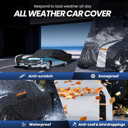 Large SUV Car Cover for Chevy Suburban 100% Waterproof All Weather, Heavy Duty Outdoor Full Exterior Covers Rain Sun Wind UV Protection. - Colors C