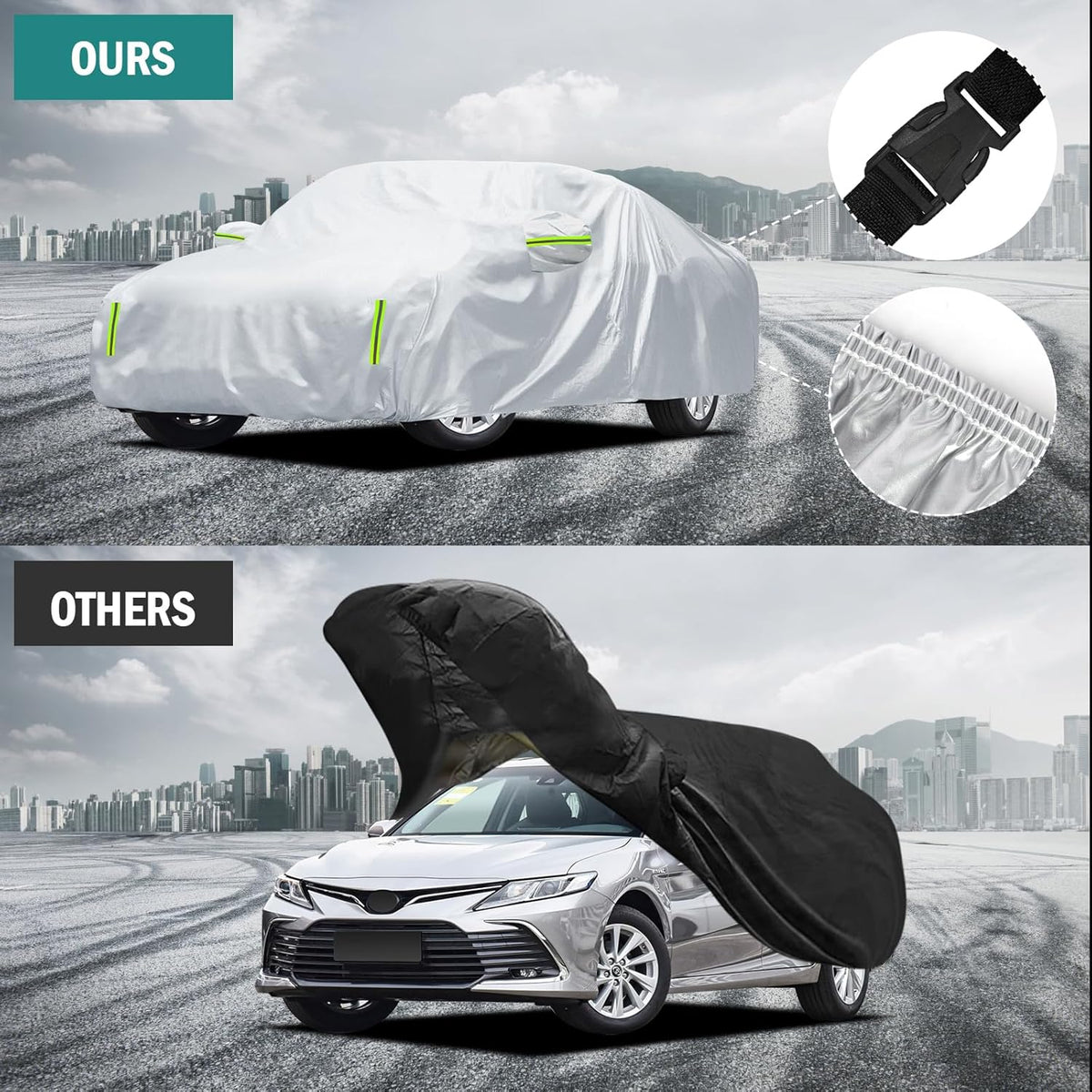 Car Cover Custom Fit for Toyota Corolla 2000-2025, Honda Civic 1991-2025, Waterproof All Weather Full Exterior Cover Rain Sun Protector Car Cover with Door Zipper
