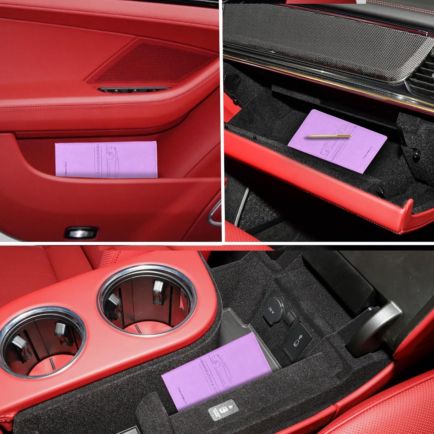 TOURSUIT Car Registration and Insurance Card Holder, Vehicle License Document Glove Box Compartment Organizer, Essential Car Wallet Case for Driver Auto Owners (Carbon Blue)