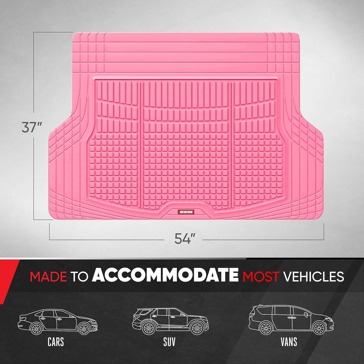 Motor Trend Premium FlexTough All-Protection Cargo Mat Liner – w/Traction Grips & Fresh Design, Heavy Duty Trimmable Trunk Liner for Car Truck SUV, Black (OF-985-BK)