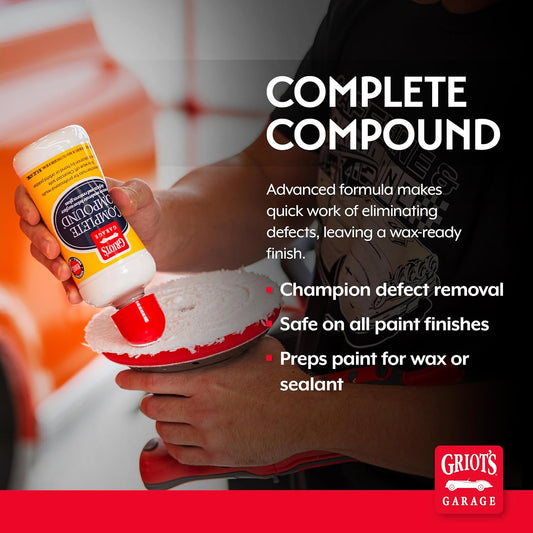 Griot's Garage Complete Compound, Car Scratch Remover for All Automotive Paint Finishes, Removes Scratches, Swirl Marks, Water Spots, Oxidation and Other Defects, 10862, 16oz