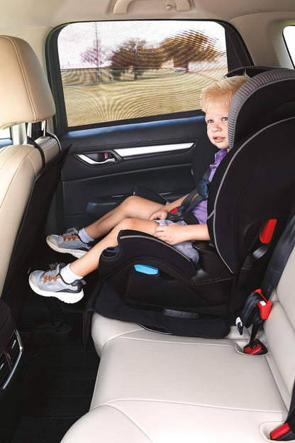 Nuby 14" Roller Vehicle Side Window Sun Protection Shade for Baby | 2 Pack | Pull Down with Suction Cups and Press Button Roll Up | Black