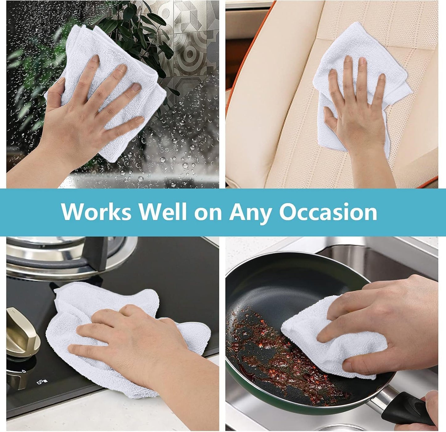 HOMEXCEL Grey Microfiber Cleaning Cloth, 12 Pack Premium Microfiber Towels for Cars, Lint Free, Scratch-Free, Highly Absorbent, Reusable Cleaning Rags for Car, Household, Kitchen, Window, 11.5"X11.5"