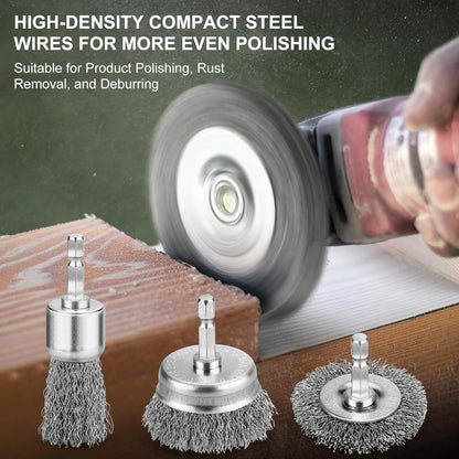 6Pcs Professional Wire Wheel, Carbon Steel Wire Brush for Drill, Drill Cup Brush for Cleaning Rust, Wire Brush Drill Attachments with 1/4 Inch Hex Shank