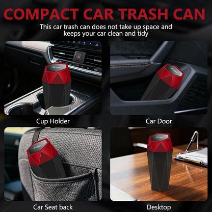 Car Trash Can with Lid - 2-Pack, Interior Accessories for Vehicles, Leakproof Garbage Can with 30 Detachable Trash Bags, Multipurpose Organizers and Storage Solutions for Home and Office