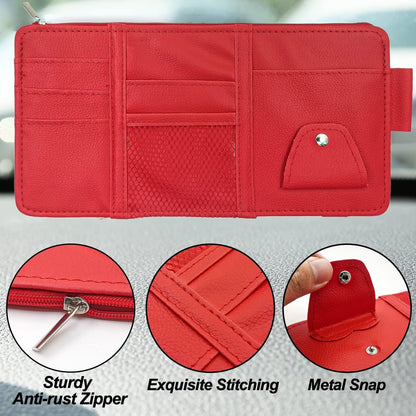 Keedolla Car Sun Visor Organizer, Truck Visor Organizer Car Sun Storage Pocket Pouch Case Bag for Sunglasses, Cards, Pens and Document - Pink