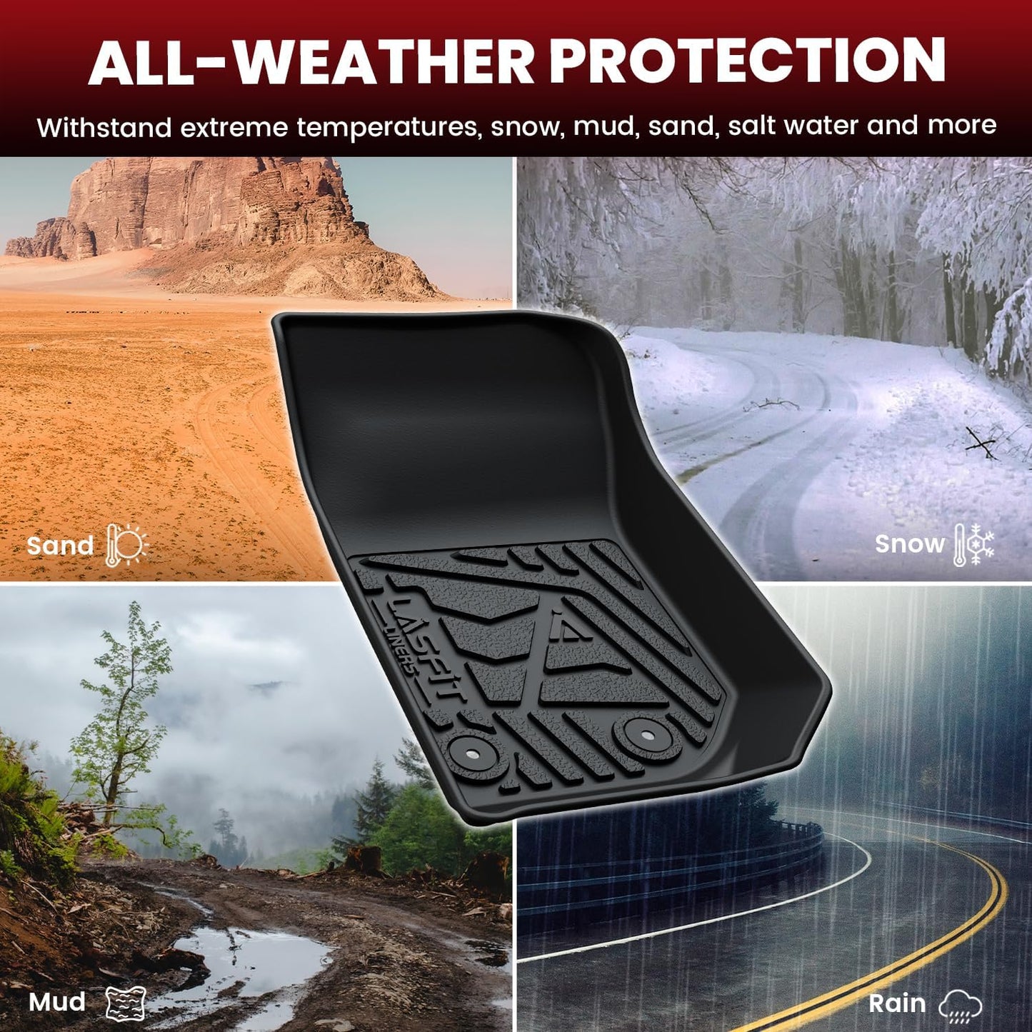 LASFIT Floor Mats for Jeep Grand Cherokee WL 2022-2025 2026 5-Seat (Include 4xe, NOT for L), All Weather TPE Custom Fit Car Mats Floor Liners Cargo Liner Cargo Mat Trunk Mat Black