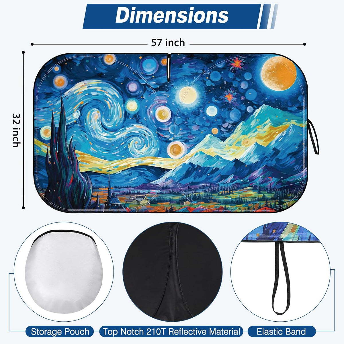 Car Windshield Sun Shade, Foldable Front Window Sunshade Blocks UV Rays, Keep Car Interior Cool, Universal Fit for Hatchback, Truck, SUV, MPV