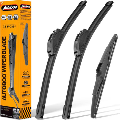 AUTOBOO 3-Pack Windshield Wiper Blades for Subaru Outback 2020-2025, Original Equipment Replacement 26"+18" Front and 16" Rear, All-Weather Performance, Easy One-Click Install