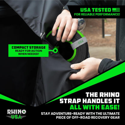 Rhino USA Recovery Tow Strap (3" x 20') - 31,518lb Break Strength - Emergency Recovery Strap Tow Rope for Truck, UTV, ATV & More - Heavy Duty Towing Strap for Offroad 4x4 Use - Compatible with Jeep