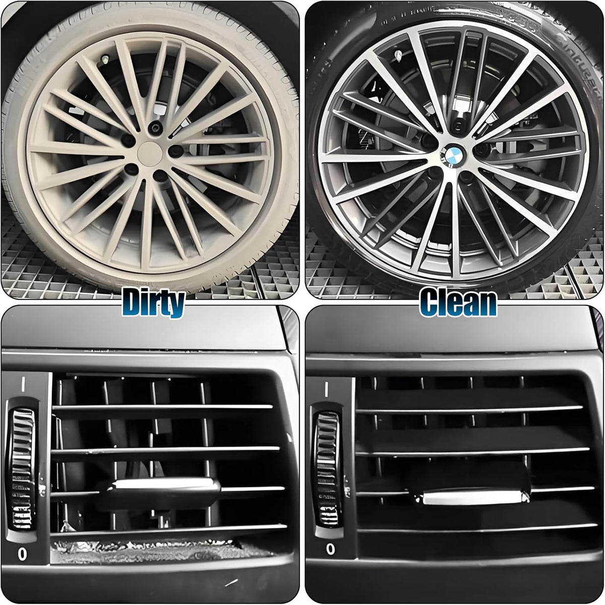 8Pcs Wheel Brush, Tire Brush, Wheel Cleaner Brush Set - 2 Soft Wheel Cleaning Brushes, Detailing Brush & Hard Tire Scrubber, Flexible and Durable Rim Cleaning Brush Kit for Wheels and Tires