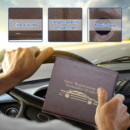 Ziciner Car Registration Insurance Holder, 2Pack Essential Auto Card Document Glove Box Organizer with Touch Fastener, Vehicle Interior Accessories Perfect for Most Car, Truck, SUV (Red/Small Car)