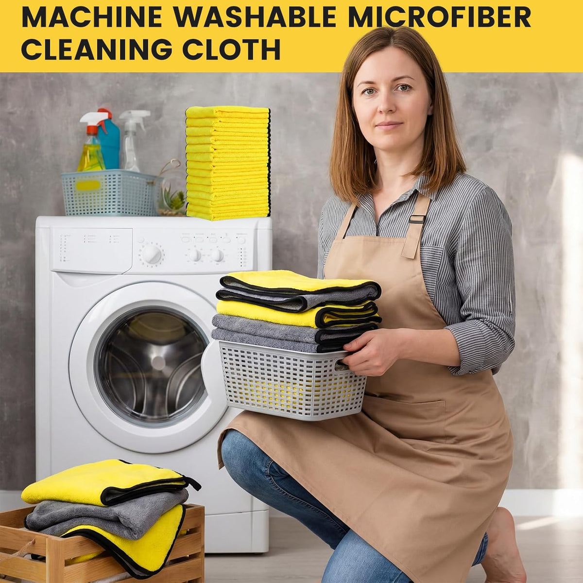 Tallew 40 Pcs Microfiber Towels:16"x16" Microfiber Drying Towels Bulk Micro Fiber Car Cleaning Cloth for Cars Drying Washing Polishing Office Windows Cleaning Household Supplies (Yellow)