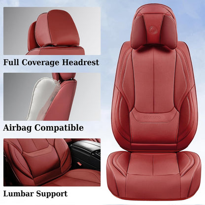 Coverado Seat Covers Full Set, Black Seat Covers for Cars 5 Seats, Car Seat Protector, Waterproof Nappa Leather Car Seat Cushion, Front and Rear Car Seat Cover Fit for Most Sedans SUV Pick-up Truck - Colors A