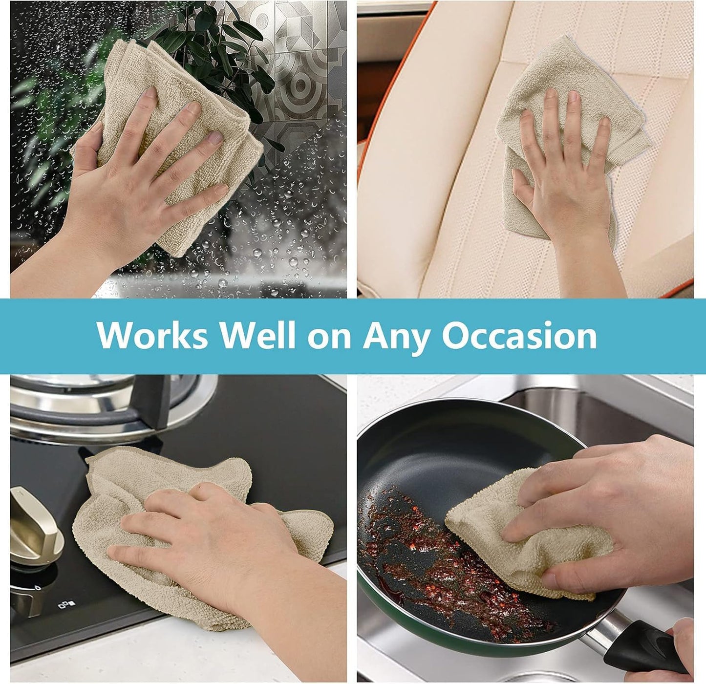 HOMEXCEL Grey Microfiber Cleaning Cloth, 12 Pack Premium Microfiber Towels for Cars, Lint Free, Scratch-Free, Highly Absorbent, Reusable Cleaning Rags for Car, Household, Kitchen, Window, 11.5"X11.5"