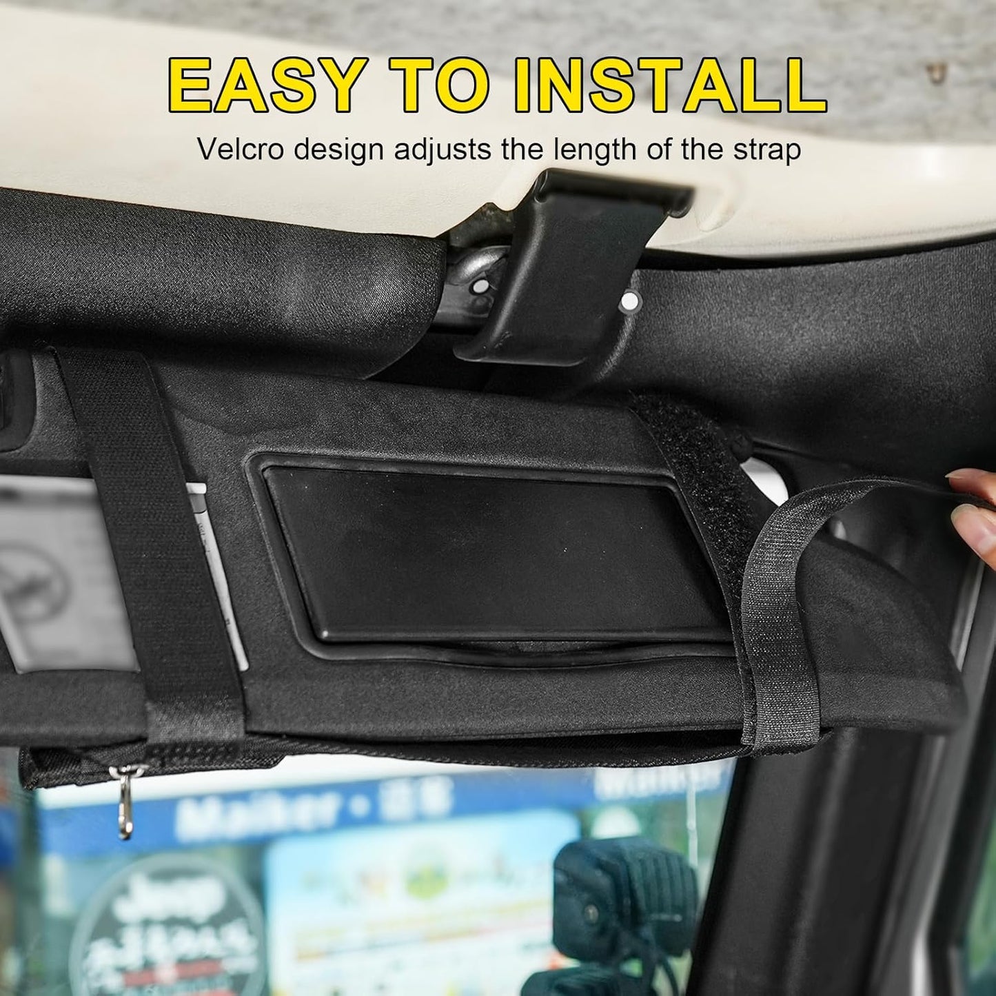 1 Pack Multi-Functional Car Sun Visor Organizer With Micro ID Carrier Pocket, Molle Tactical Visor Organizer Bag,Truck Visor Organizer Auto Accessories Sunglass Holder