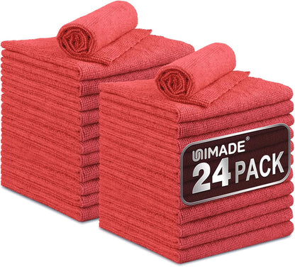 UNIMADE Microfiber Cleaning Cloth, 100 Pack Microfiber Towels for Cars Commercial Grade Work Rags Bulk Detailing Cloth for Automotive Bar Mechanic Restaurant Garage Housekeeping, 11.5"x 11.5", Grey