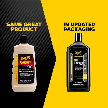 Meguiar’s Professional Swirl Remover 2.0, Polishing Compound, Car Scratch and Swirl Remover that Restores Shine and Gloss, Use On Exterior Paint and Clear Coat By Hand Or Machine - 16 Oz Bottle