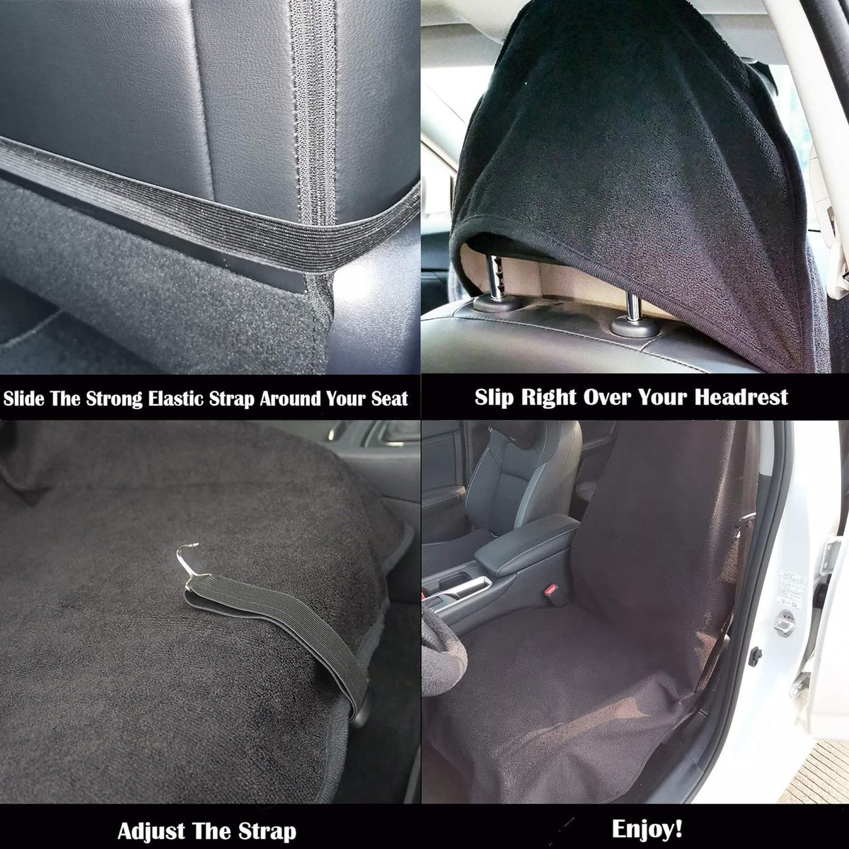 Car Seat Cover Protector Front Seats,for Gym Workout,Running,Swimming,Beach and Hiking,Waterproof Sweat Towel Bucket Seat Covers for Cars SUV Trucks (Black, 1Pcs)