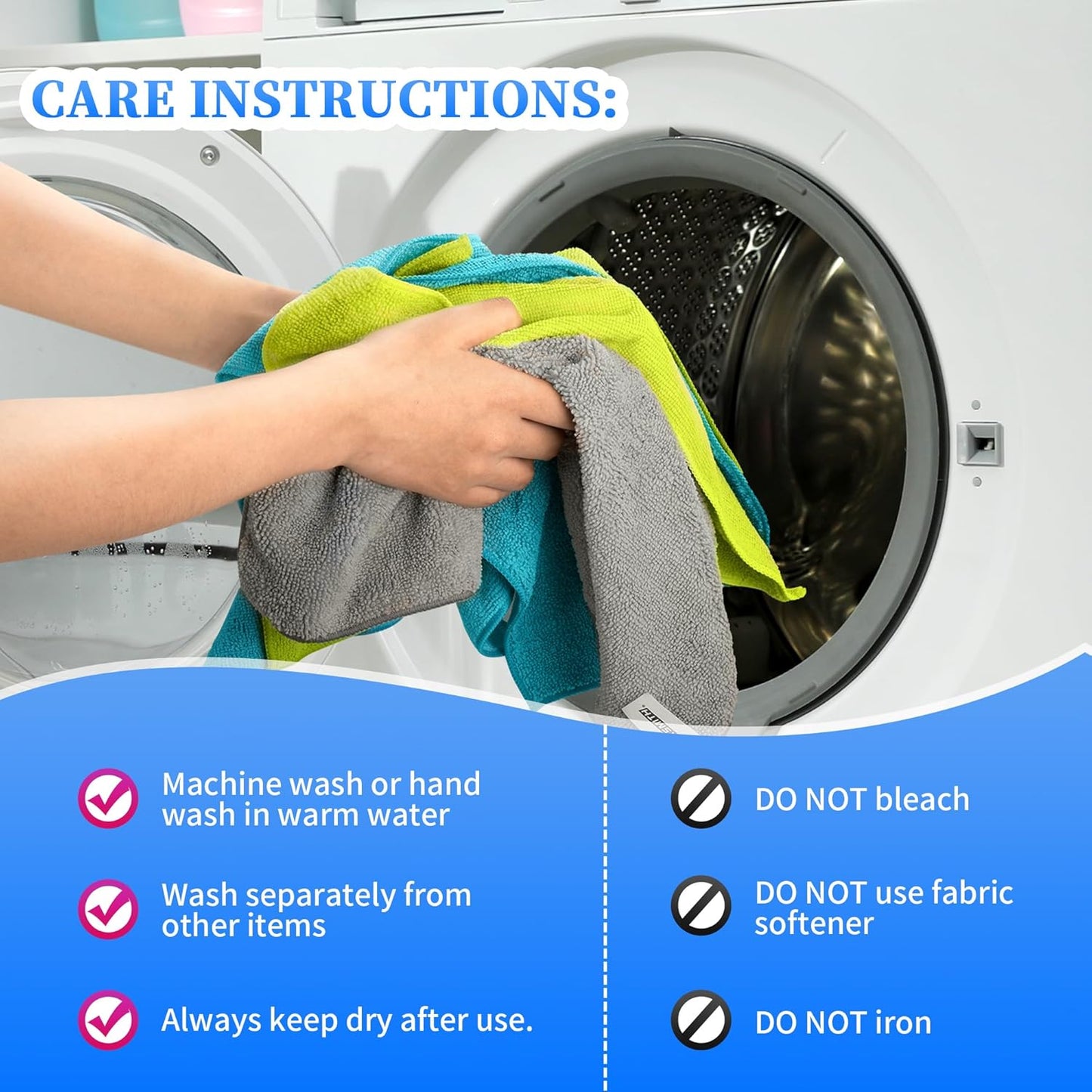 FIXSMITH Microfiber Cleaning Cloth - Pack of 50, Microfiber Towels for Cars 16 x 12 in, Highly Absorbent Cleaning Rags, Lint-Free, Streak-Free Cleaning Cloths for Car Kitchen Home Office