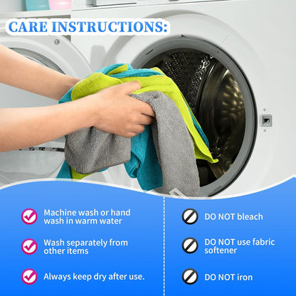 FIXSMITH Microfiber Cleaning Cloth - Pack of 50, Microfiber Towels for Cars 16 x 12 in, Highly Absorbent Cleaning Rags, Lint-Free, Streak-Free Cleaning Cloths for Car Kitchen Home Office