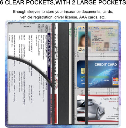 LumiMokki Premium Car Registration & Insurance Card Holder with Magnetic Shut, Vehicle Glove Box Car Organizer - For Documents, Cards, License (Black)
