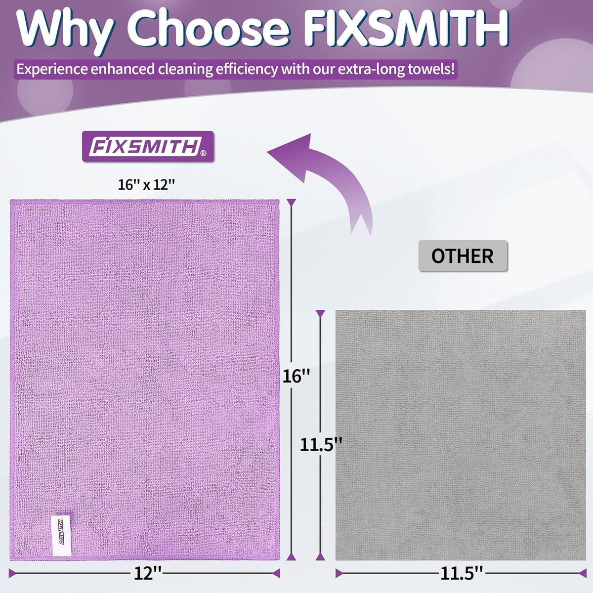FIXSMITH Microfiber Cleaning Cloth - Pack of 50, Microfiber Towels for Cars 16 x 12 in, Highly Absorbent Cleaning Rags, Lint-Free, Streak-Free Cleaning Cloths for Car Kitchen Home Office