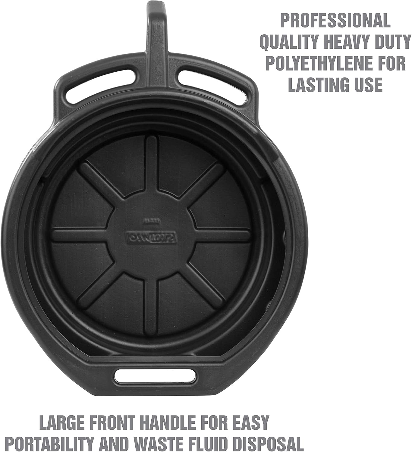 OEMTOOLS 87034 Oil Drain Pan, 4 Gallon Oil Pan, Heavy Duty Polyethylene, Pour Spout, No-Splash Lip, 3 Ergonomic Handles, Stackable Design