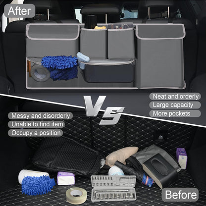 UYYE Trunk Hanging Organizer, Backseat Bag, Car Interior Accessories with 4 Pockets & 2 Mesh Pouches for Groceries, Will Provide More Storage Trunk Space for SUV, Jeep, MPVs