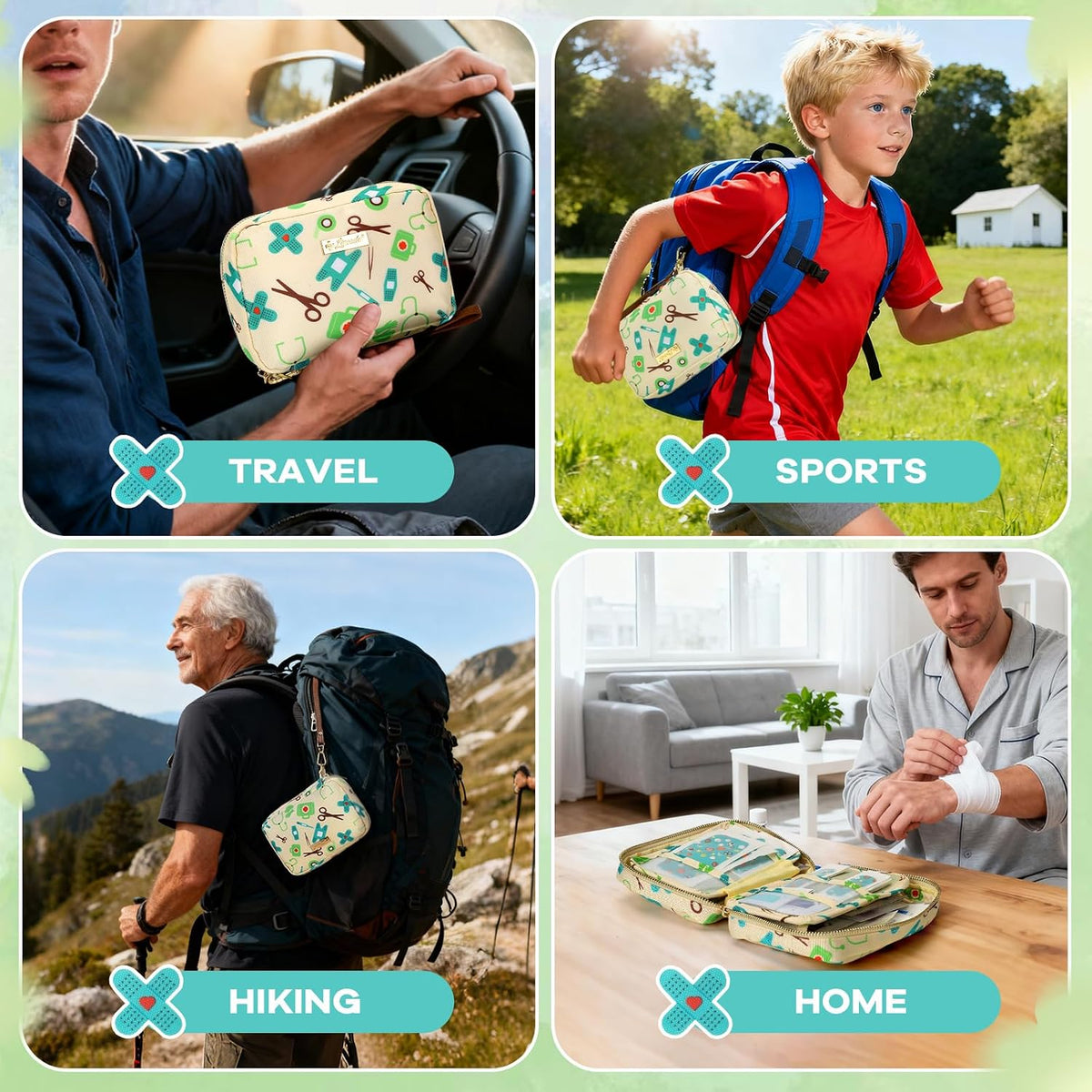 Portable Travel First Aid Kit for Kids and Adults, 143 Pieces All-Purpose Emergency First Aid Kit for Home, Car, Diaper Bag, Survival, Camping, Hiking, and More