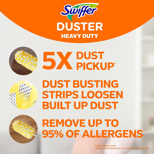 Swiffer Duster Kit with 3 ft Extendable Handle, Heavy Duty Dusting Starter Kit with 3 Refills, for Ceiling Fans, Vents and Hard to Reach Places