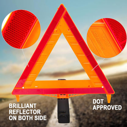CARTMAN 3 Pack Warning Triangle DOT Approved, Identical to United States FMVSS 571 125 Reflective Warning Road Safety Triangle Kit with White Case