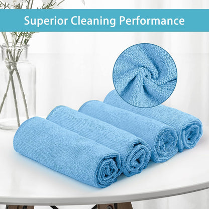 HOMEXCEL Microfiber Cleaning Cloth 210GSM, Pack of 12, Size:11.5" x 11.5", Ultra-Soft, High-Density Non-Abrasive Cleaning Towels for Cars, Glass, Kitchen, Reusable Rags, Blue/Green/Yellow/Pink