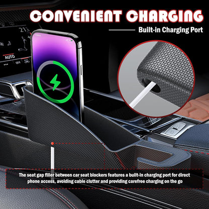 2PCS Short Car Seat Gap Filler Organizer with Seats Belt Holes,Anti-dropout Seat Gap Filler Fills Console Gaps,Universal Car Seats Gaps Plug with Storage Slot for Cars Storage