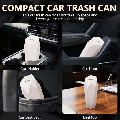 Car Trash Can with Lid - 2-Pack, Interior Accessories for Vehicles, Leakproof Garbage Can with 30 Detachable Trash Bags, Multipurpose Organizers and Storage Solutions for Home and Office
