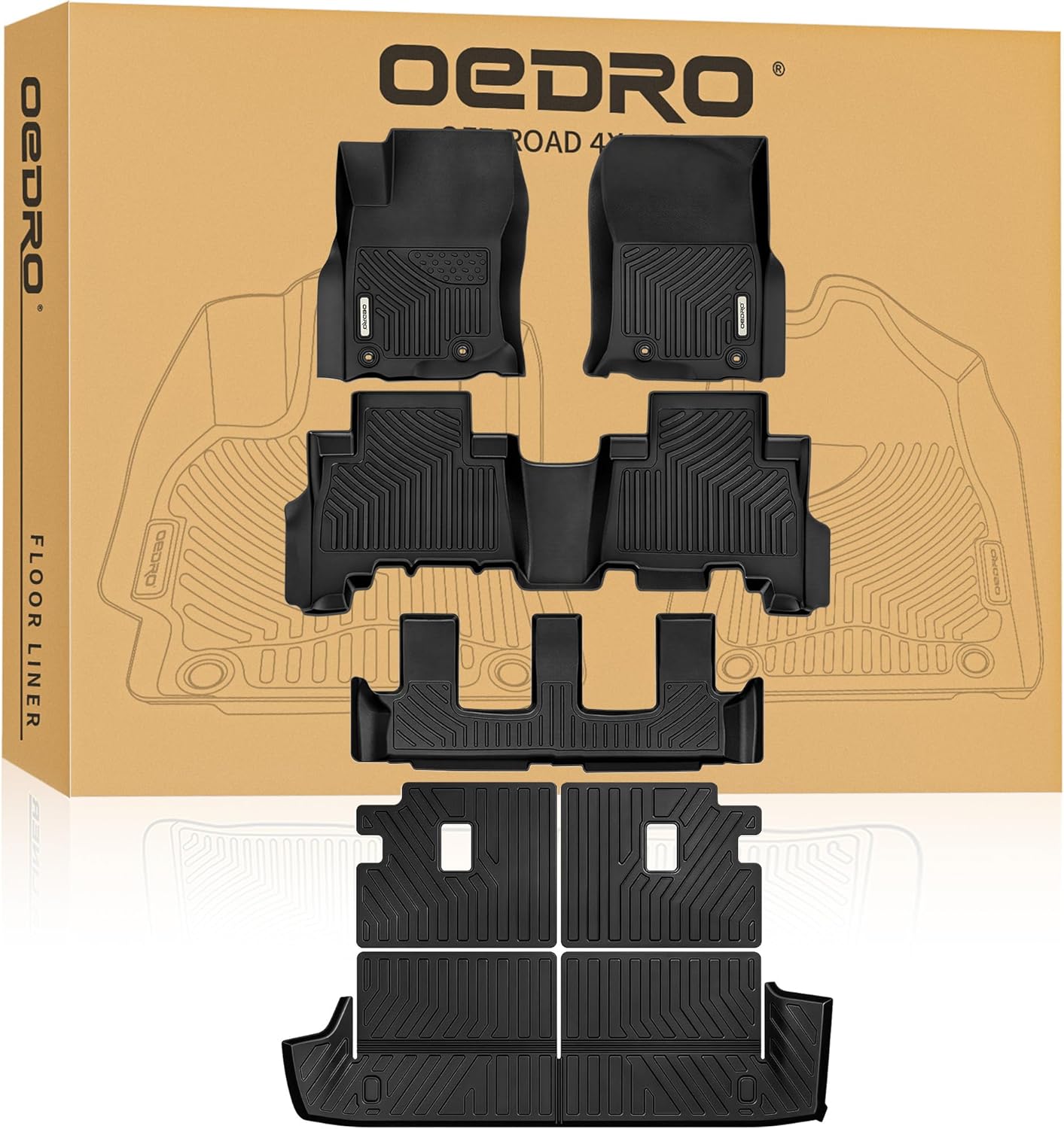 OEDRO Cargo Trunk Liner Fit for 2010-2017 Chevrolet Equinox L/LS/LT/LTZ/Premier& 10-17 GMC Terrain SL/SLE/SLT/Denali, All Weather Custom Fit Anti-Slip Cargo Mat, Black
