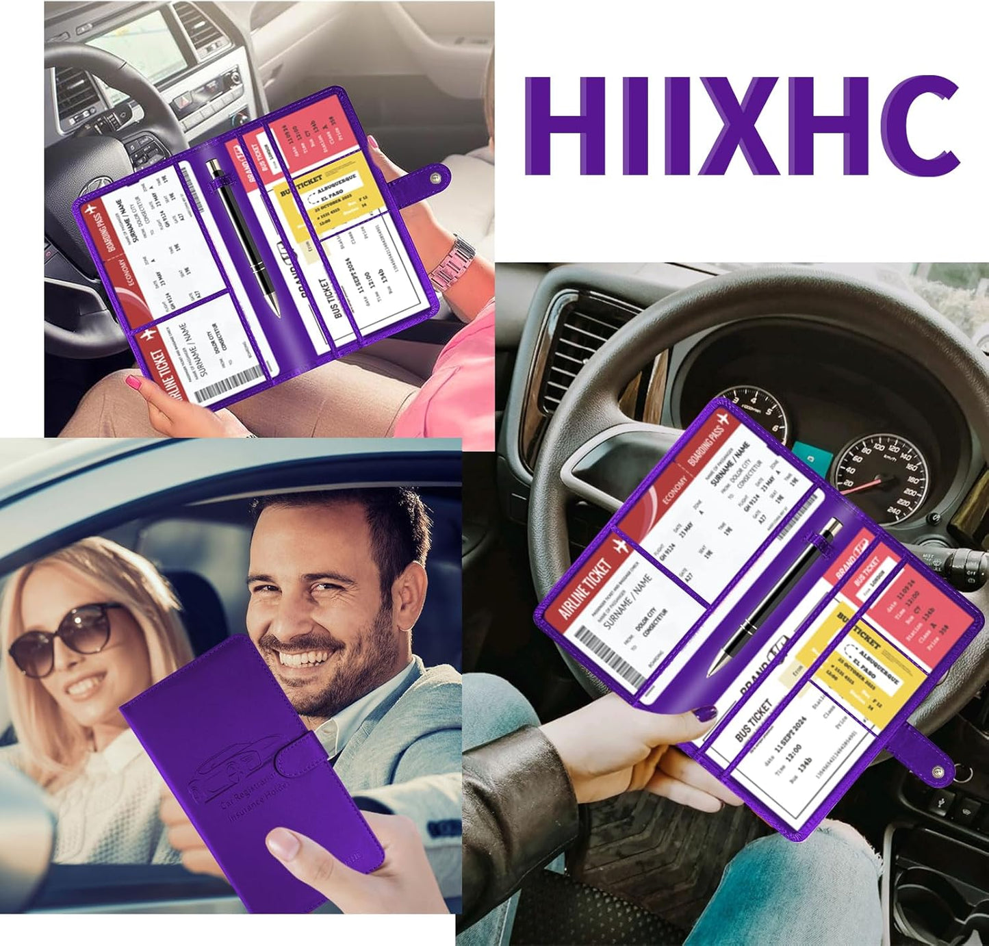 Car Registration and Insurance Card Holder with Magnetic Closure, Leather Vehicle Glove Box Automobile Documents Paperwork Wallet Case Organizer for ID, Driver's License, Key Contact Information Cards