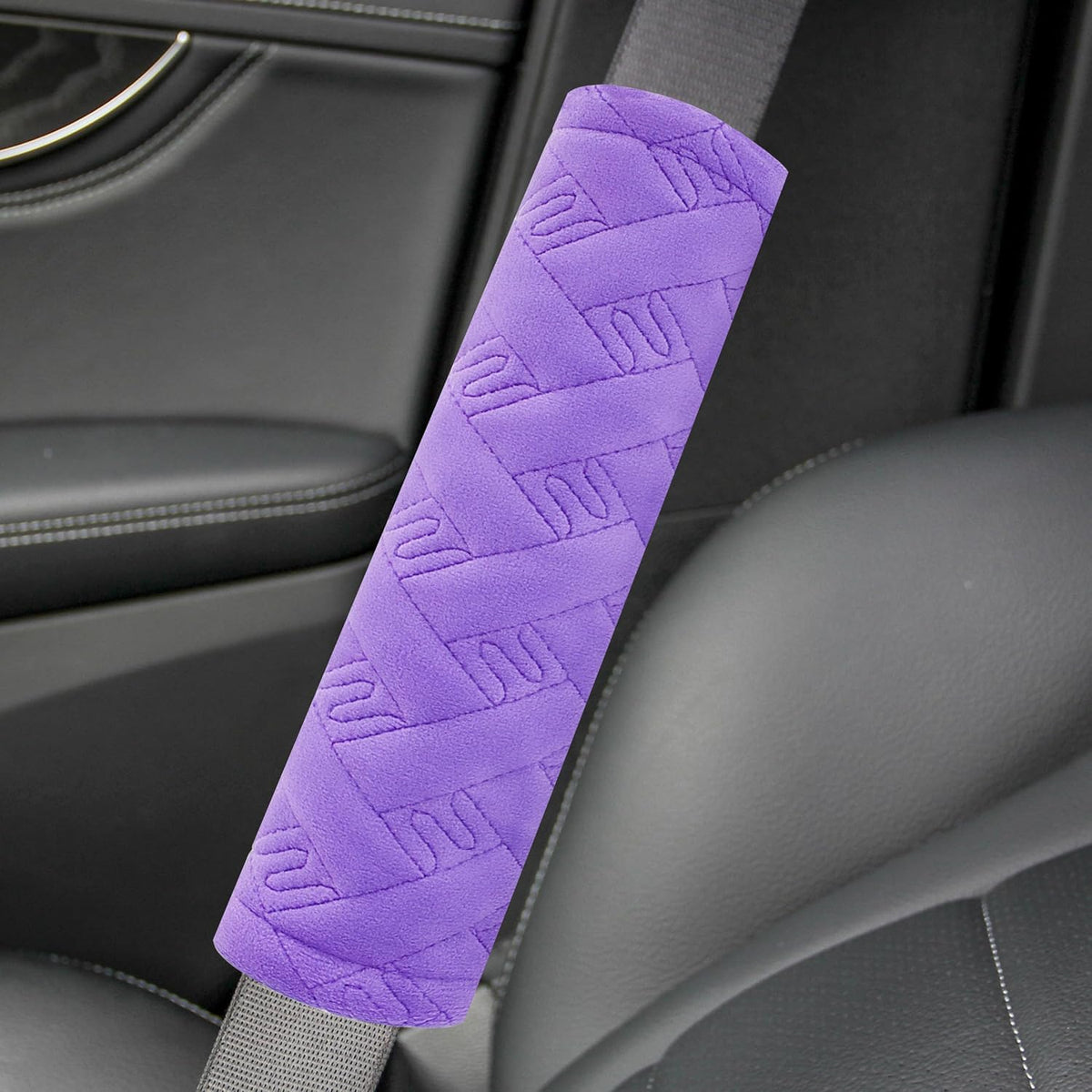 Amooca 2-Pack Soft Seat Belt Covers Universal Car Shoulder Pad Cushions with Braid Pattern for Comfortable Driving & Bag Strap Protection Red