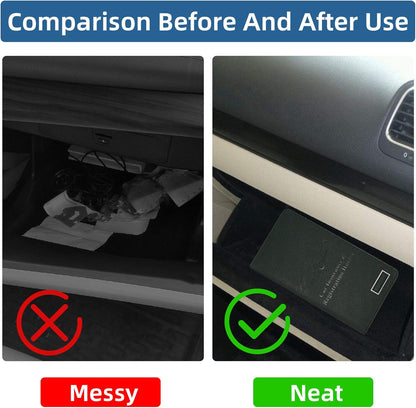 Premium Car Registration & Insurance Card Holder with Magnetic Closure & Clear Pockets, Glove Box Organizer for Documents, Driver's License (Reticulated black)